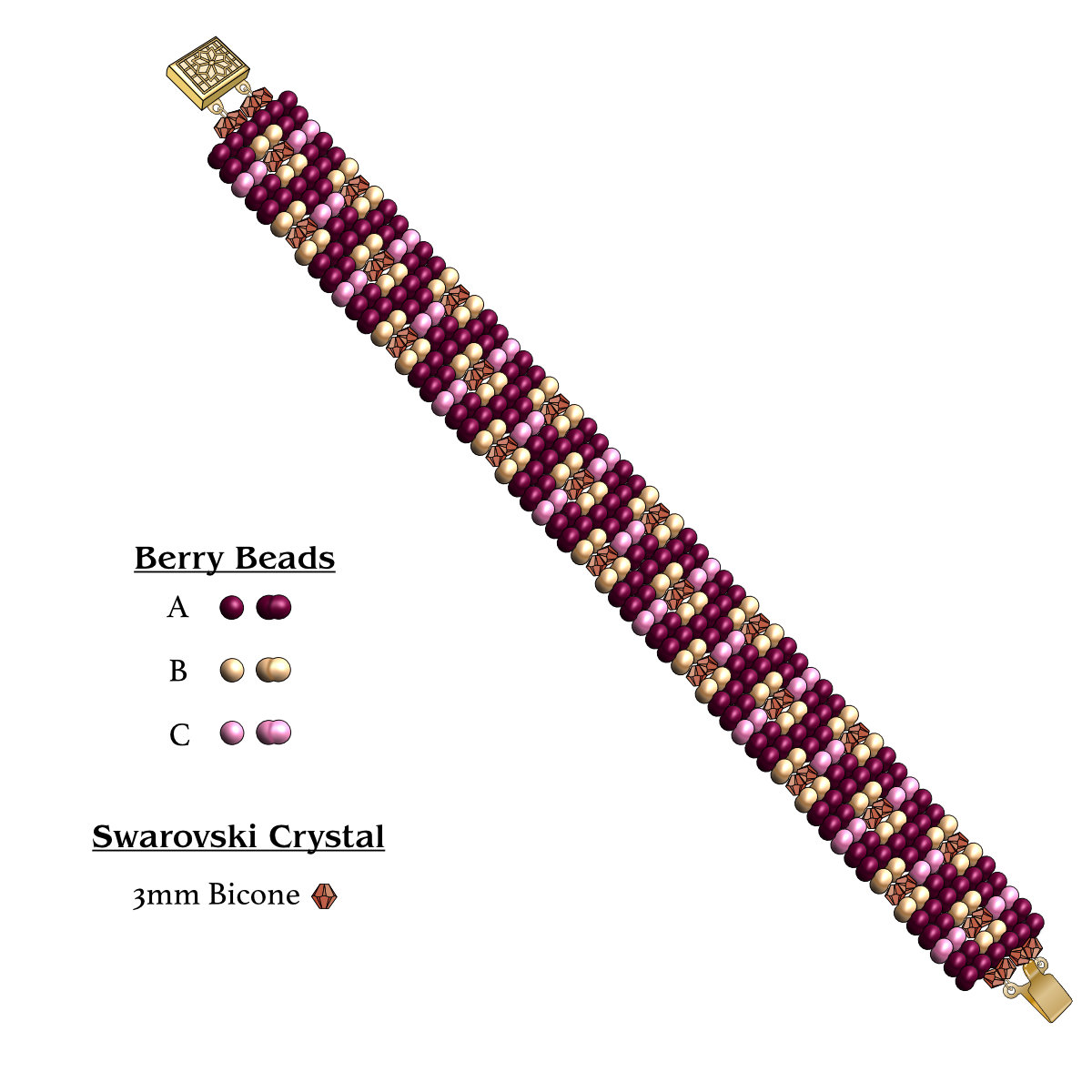 Calico Corn Berry Bead Bracelet Layout
